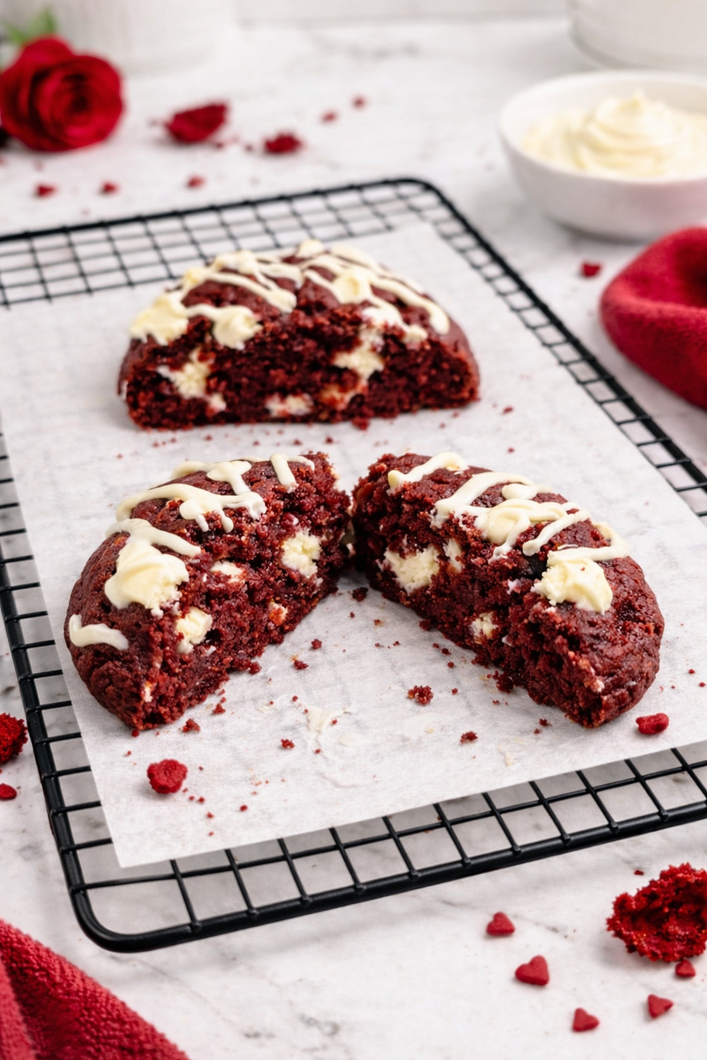 Fudgy Red Velvet Cookies
