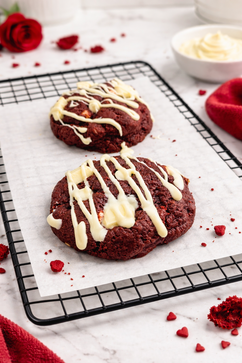 Fudgy Red Velvet Cookies