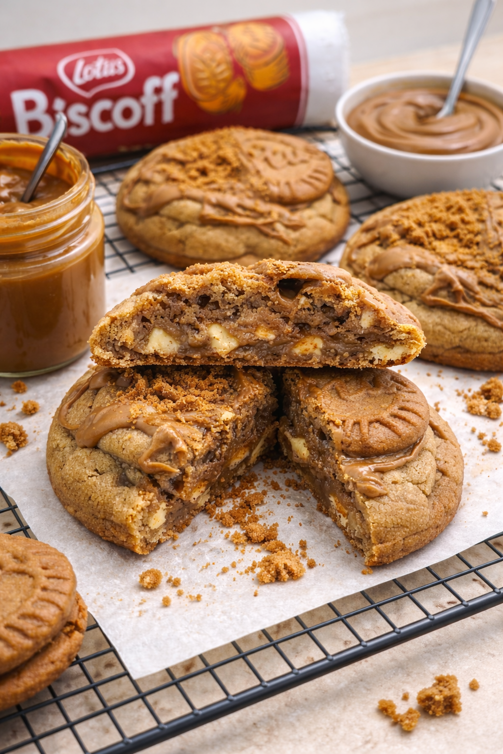Fudgy Biscoff Cookies