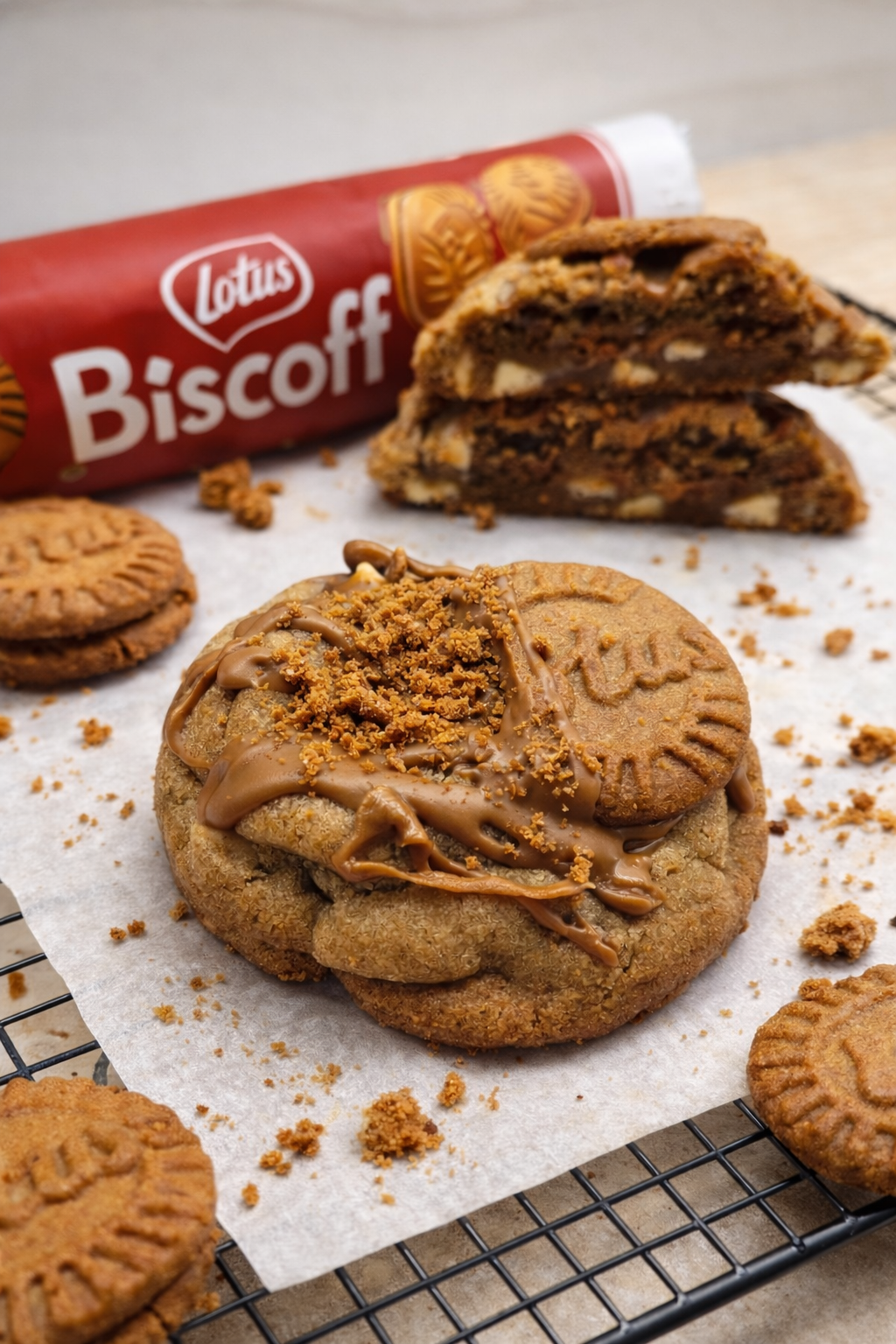 Fudgy Biscoff Cookies